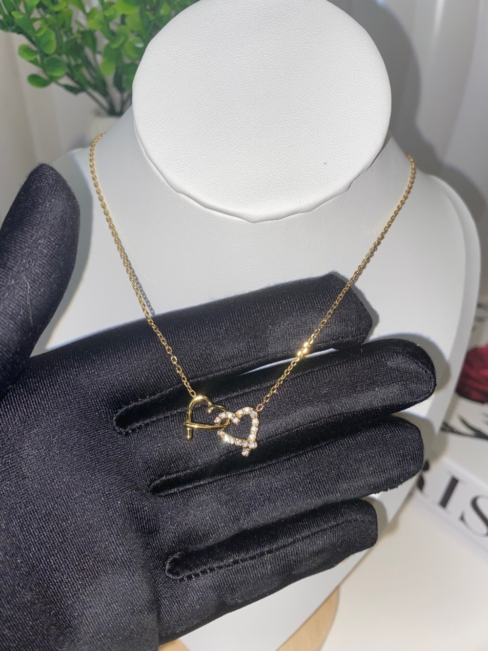 Gold Heart Necklace | CZ Accent